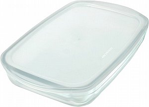 תבנית אפיה זכוכית מלבנית 2 ליטר עם מכסה Arcosteel