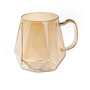 320 מ"ל סט 6 כוסות זכוכית אמבר צורת יהלום